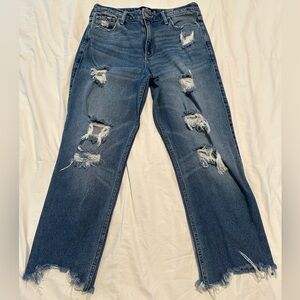 Hollister Distressed Straight Leg Jeans - Blue